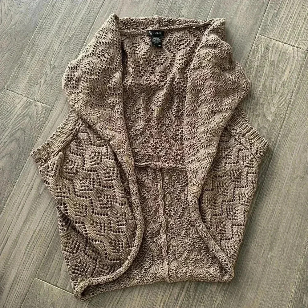 🔥77 Sisters🔥 | Brown crochet open front cardigan